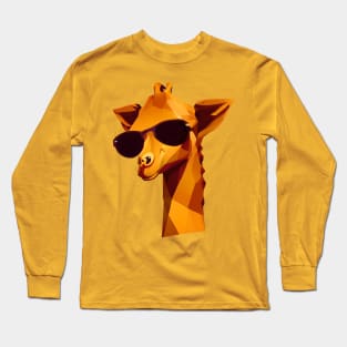 Cool Low Poly Giraffe wearing Sunglasses Long Sleeve T-Shirt